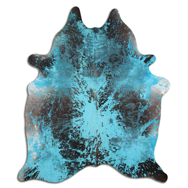 RugAddiction Handmade Cowhide Black/Blue Rug Wayfair